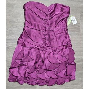 Johnny Martin Purple Ruffled Taffeta Dress Y2K‎ Prom Cocktail Mini Size L